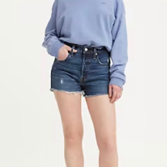 Levi 501 High-Rise Denim Jean Shorts, 25 - Picture 1 of 12